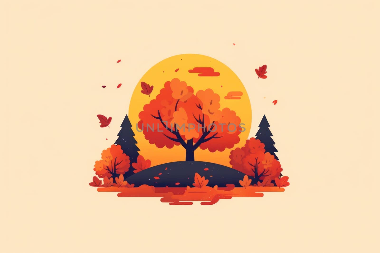 Simple flat Design of autumn Generative AI.