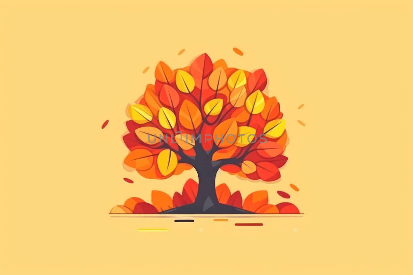 Simple flat Design of autumn Generative AI.