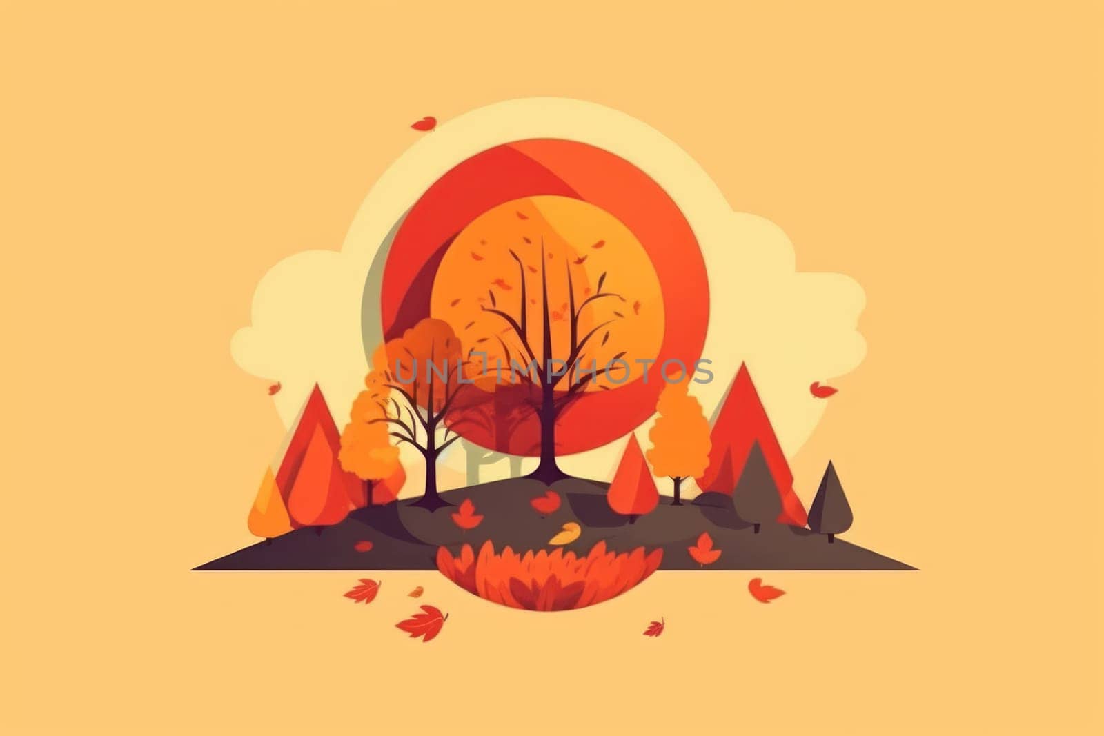 Simple flat Design of autumn Generative AI.