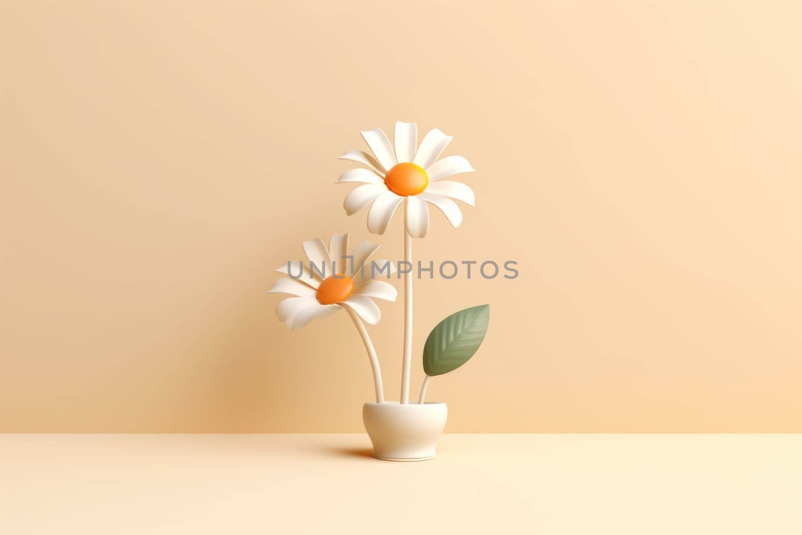 Daisy 3d cartoon with minimal pastel background Generative AI.