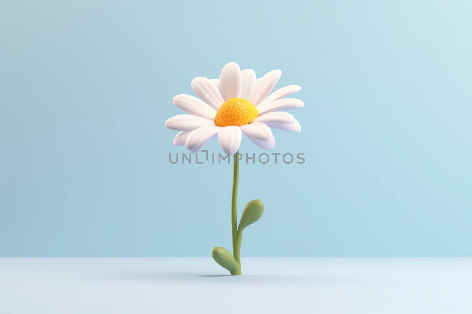 Daisy 3d cartoon with minimal pastel background Generative AI.