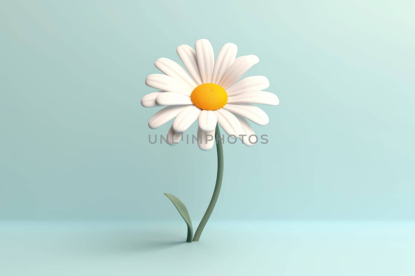Daisy 3d cartoon with minimal pastel background Generative AI.