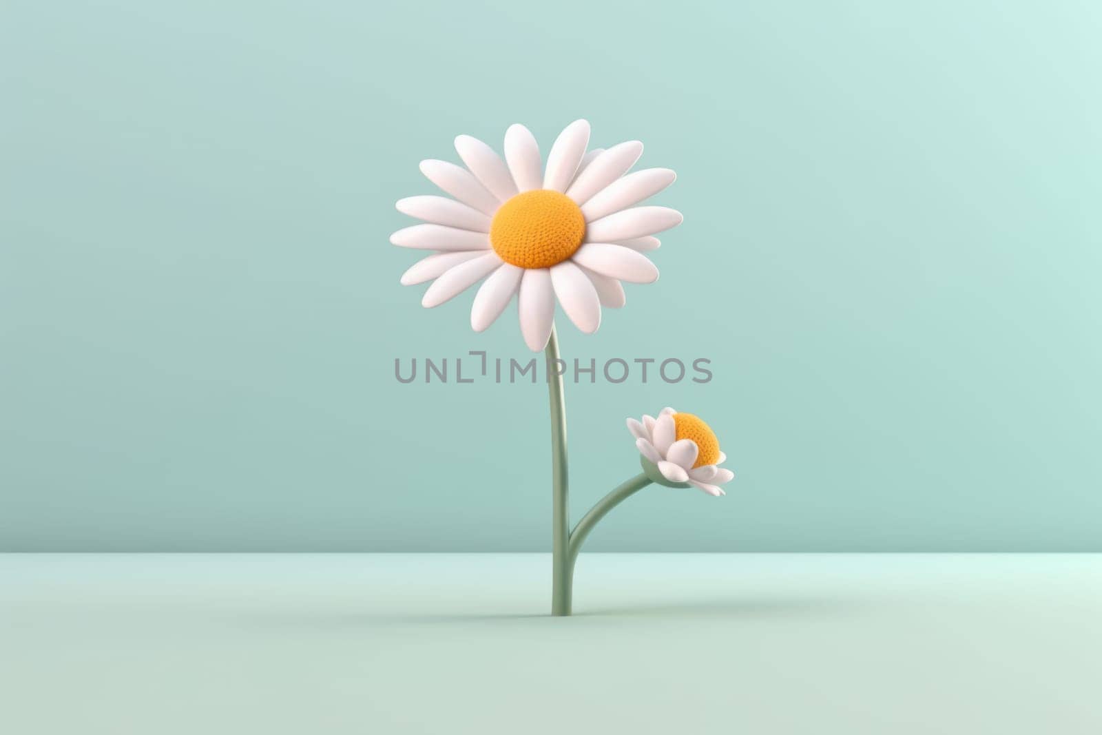 Daisy 3d cartoon with minimal pastel background Generative AI.
