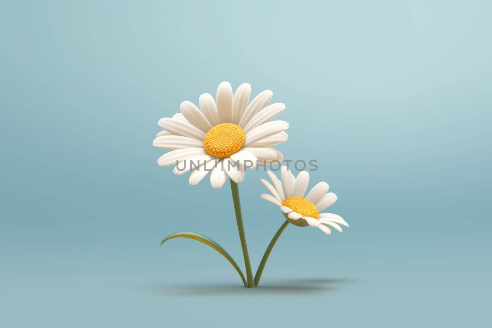 Daisy 3d cartoon with minimal pastel background Generative AI.