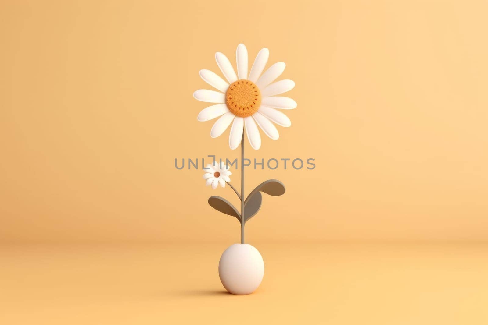 Daisy 3d cartoon with minimal pastel background Generative AI.