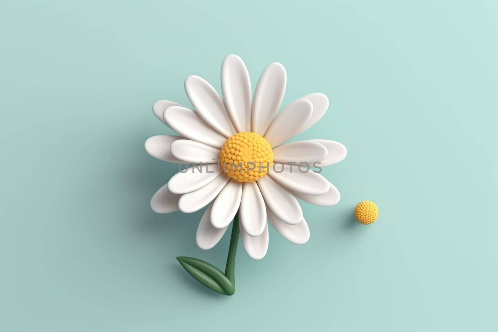 Daisy 3d cartoon with minimal pastel background Generative AI.