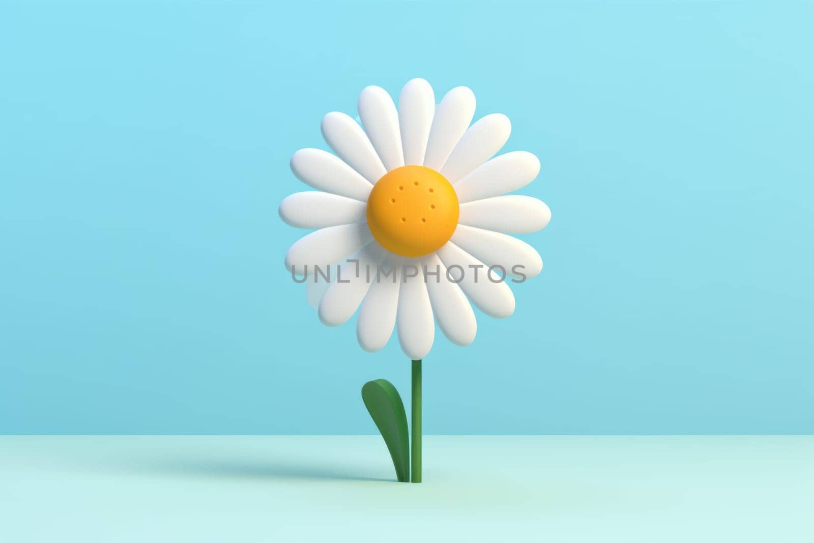 Daisy 3d cartoon with minimal pastel background Generative AI.