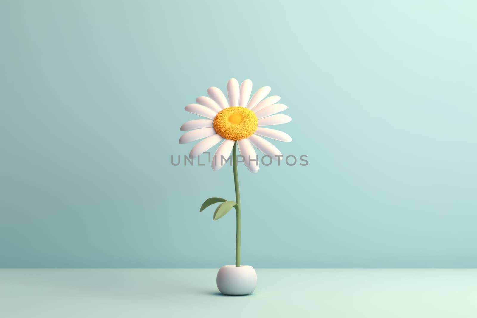 Daisy 3d cartoon with minimal pastel background Generative AI.
