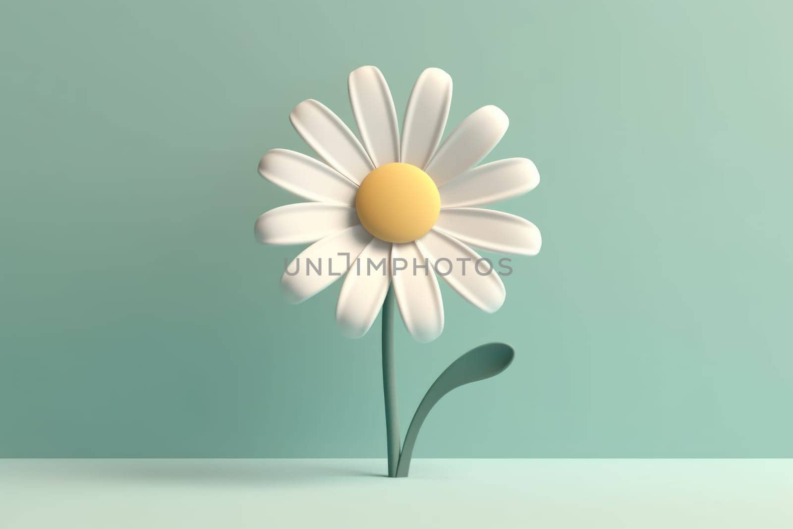 Daisy 3d cartoon with minimal pastel background Generative AI.