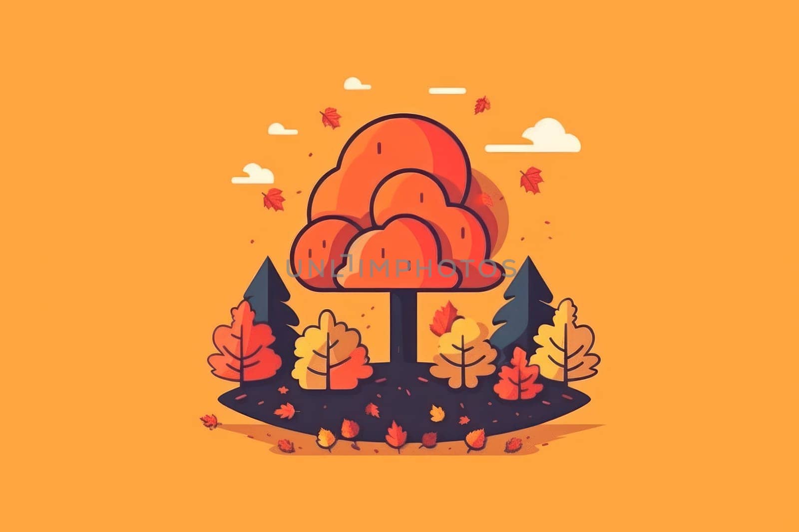 Simple flat Design of autumn Generative AI.