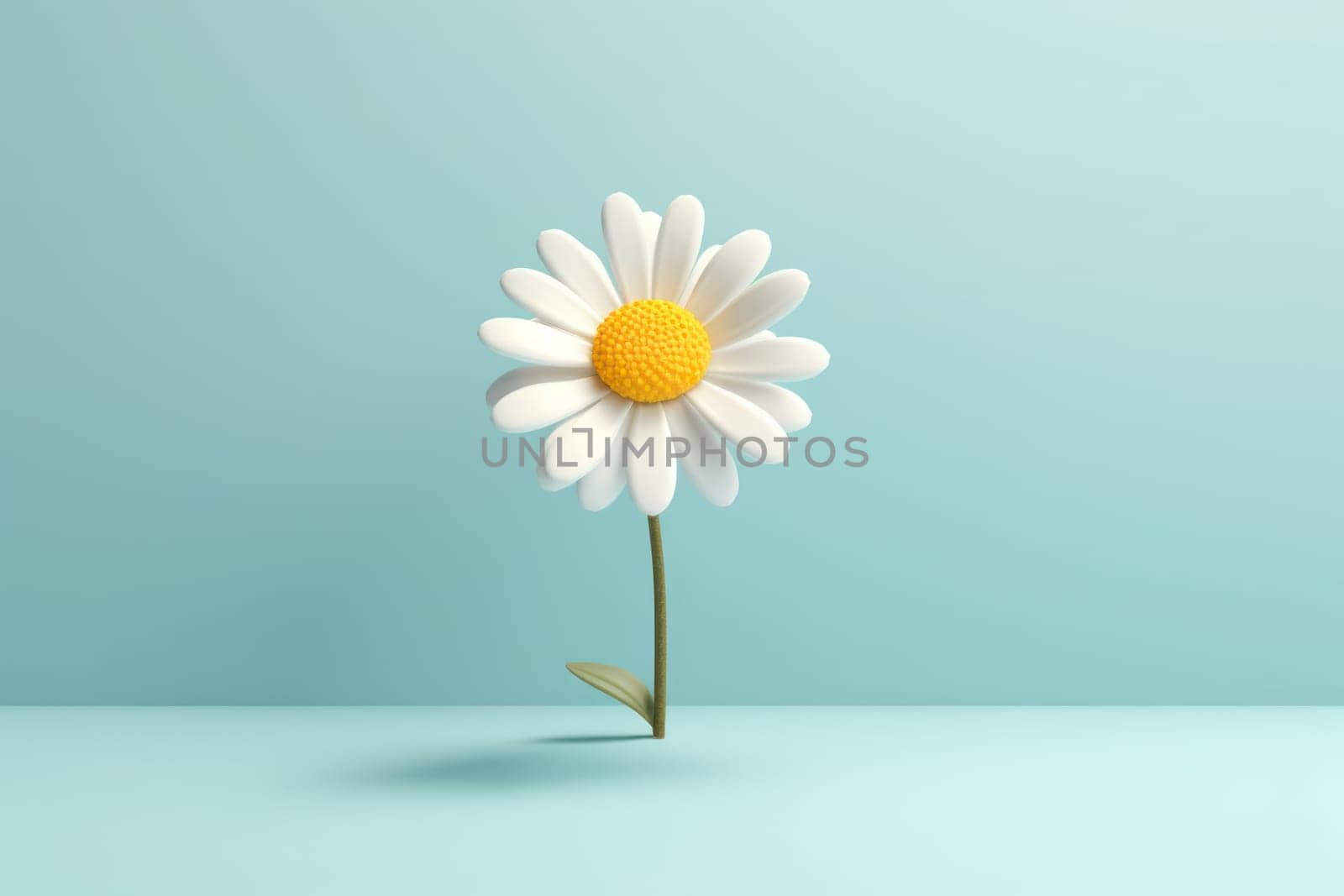 Daisy 3d cartoon with minimal pastel background Generative AI.