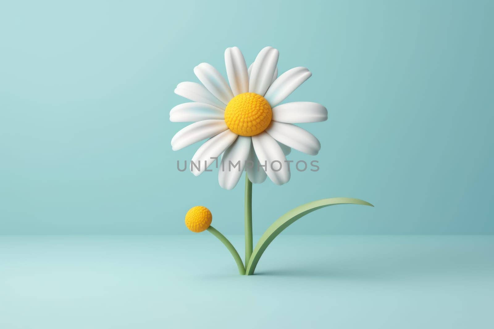 Daisy 3d cartoon with minimal pastel background Generative AI.