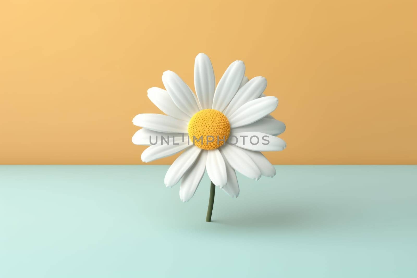 Daisy 3d cartoon with minimal pastel background Generative AI.