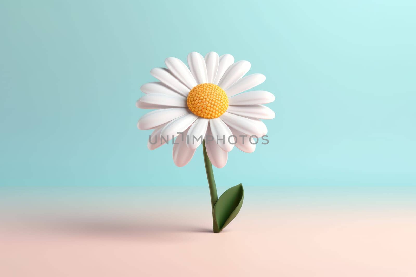 Daisy 3d cartoon with minimal pastel background Generative AI.