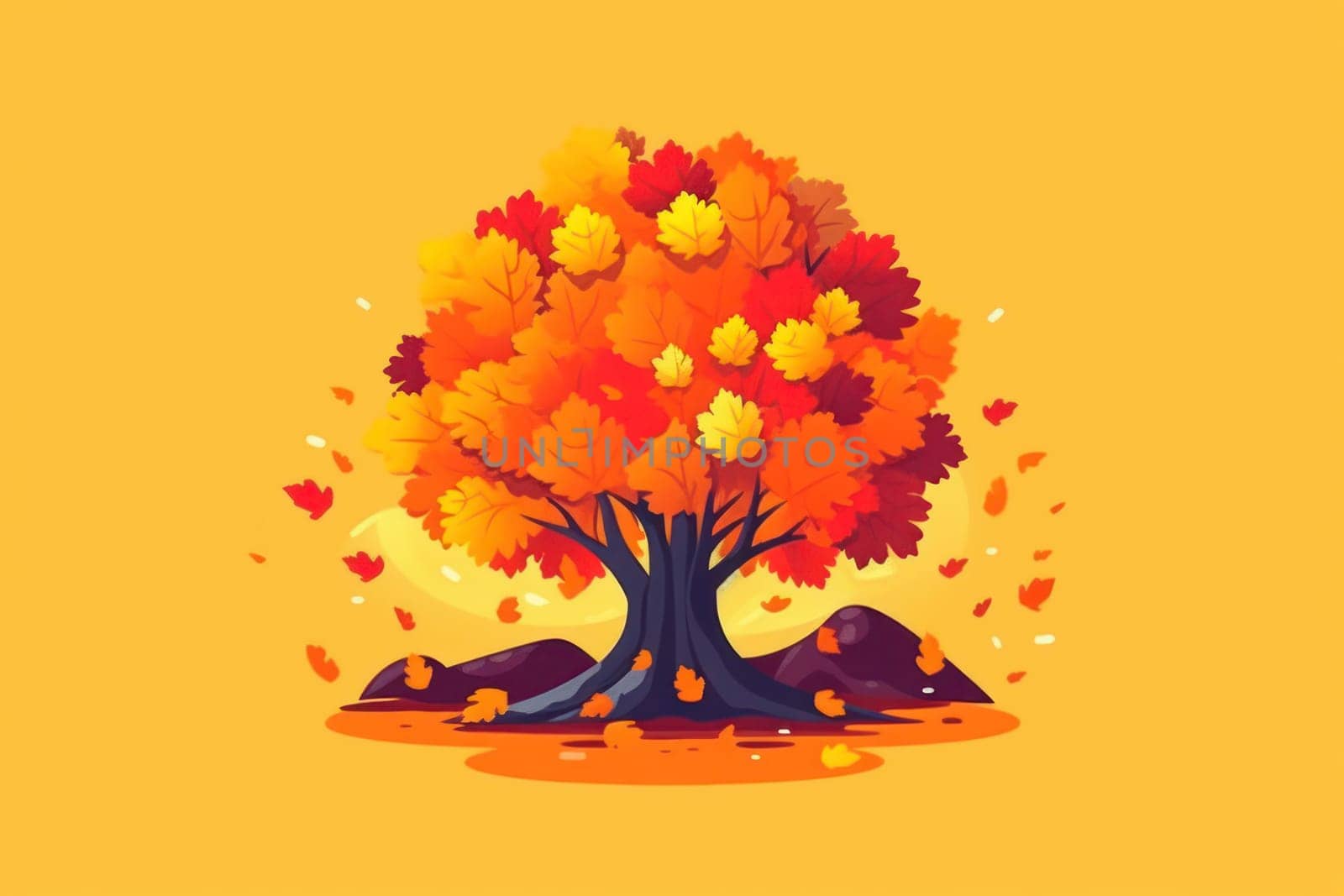 Simple flat Design of autumn Generative AI.