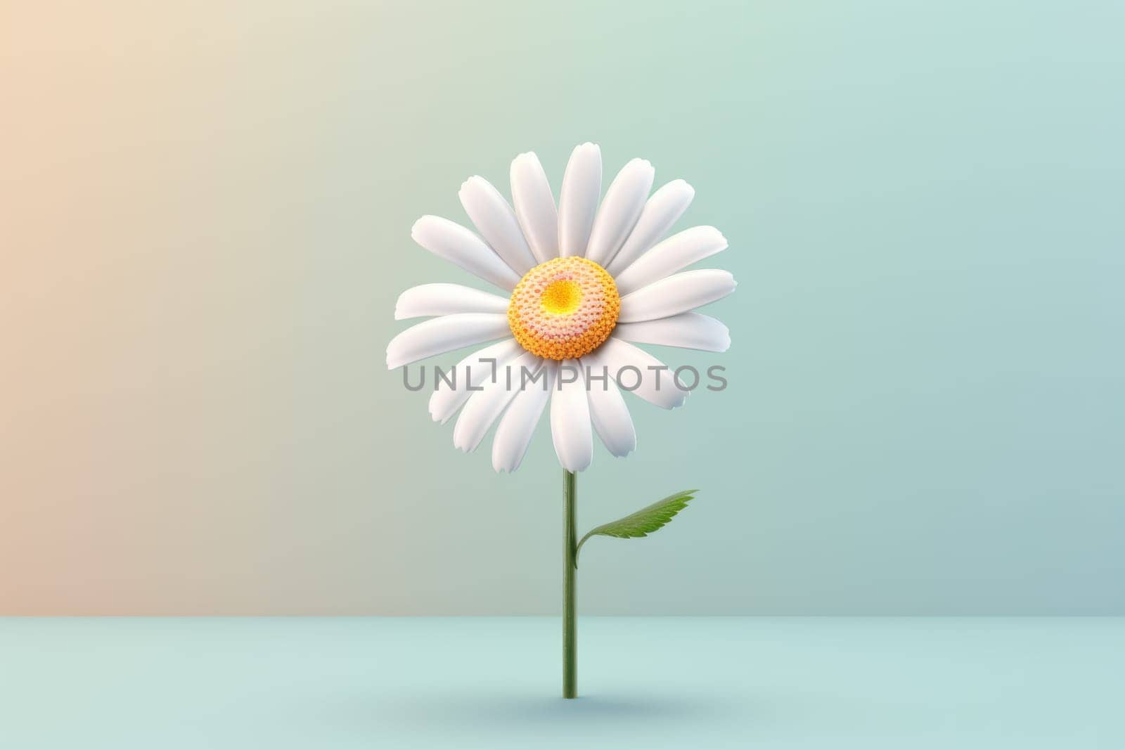Daisy 3d cartoon with minimal pastel background Generative AI.