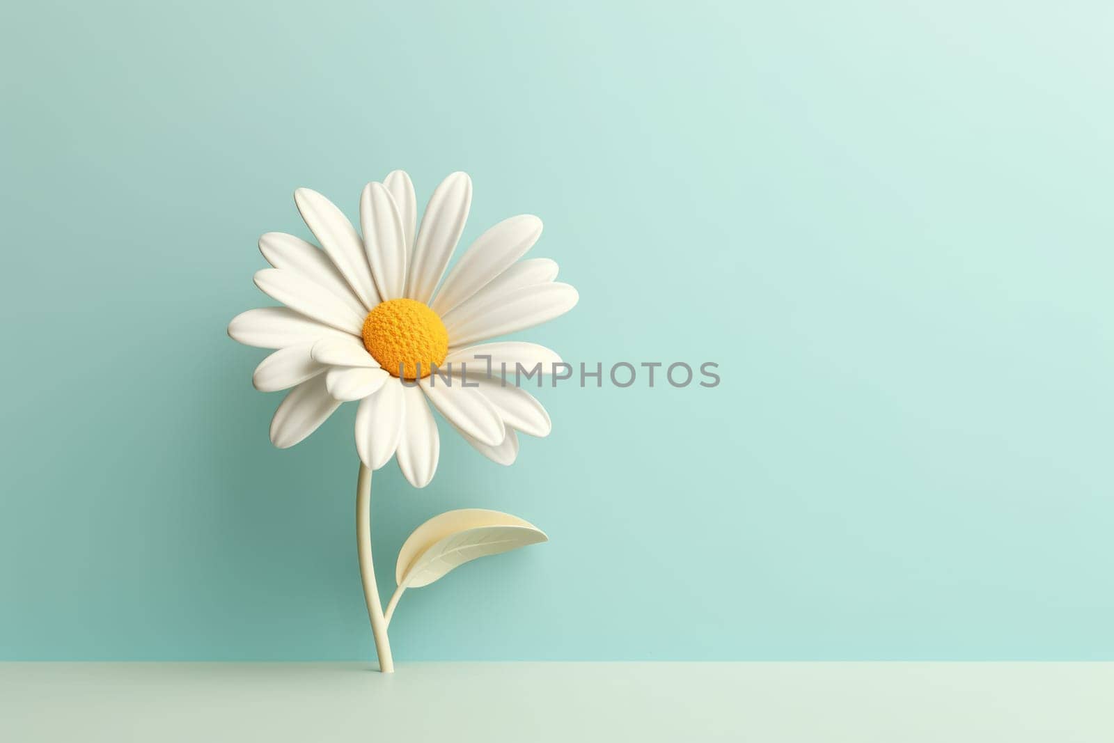 Daisy 3d cartoon with minimal pastel background Generative AI.