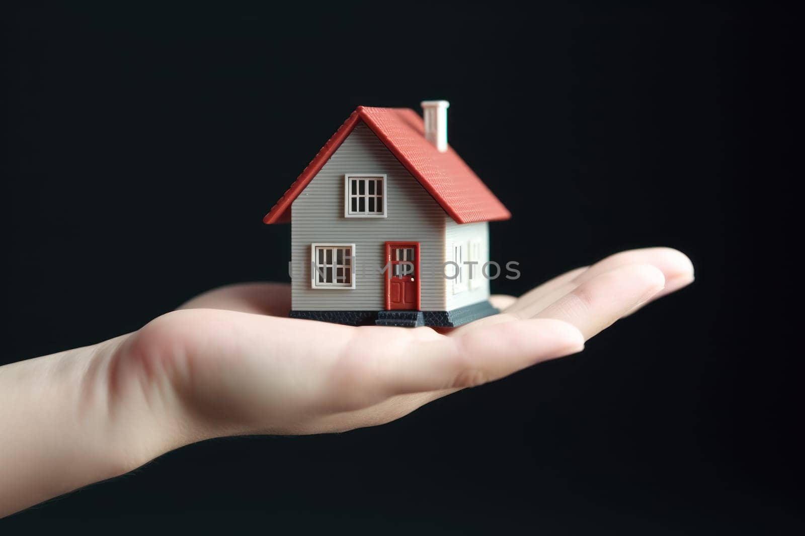 Model house piggy bank and coin Generative AI.