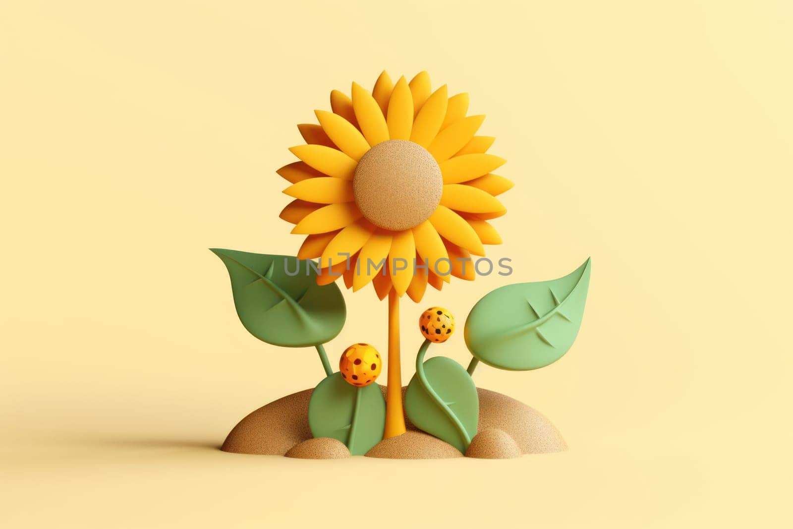 3D yellow sunflower with minimal pastel background Generative AI.