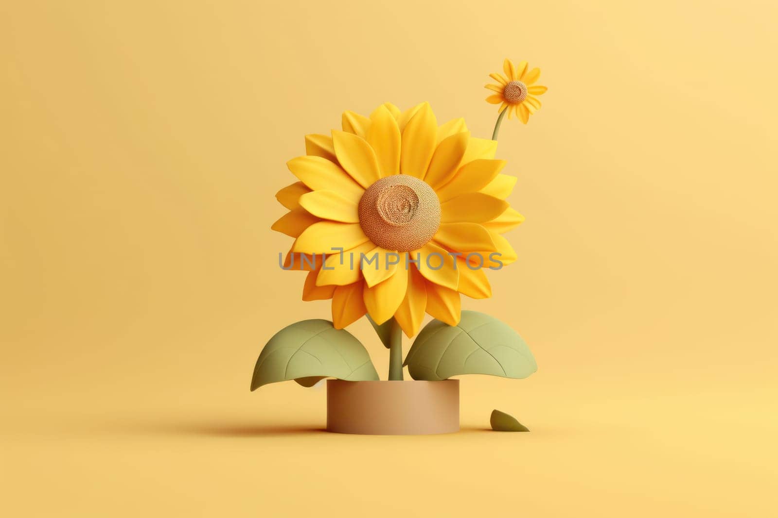3D yellow sunflower with minimal pastel background Generative AI.