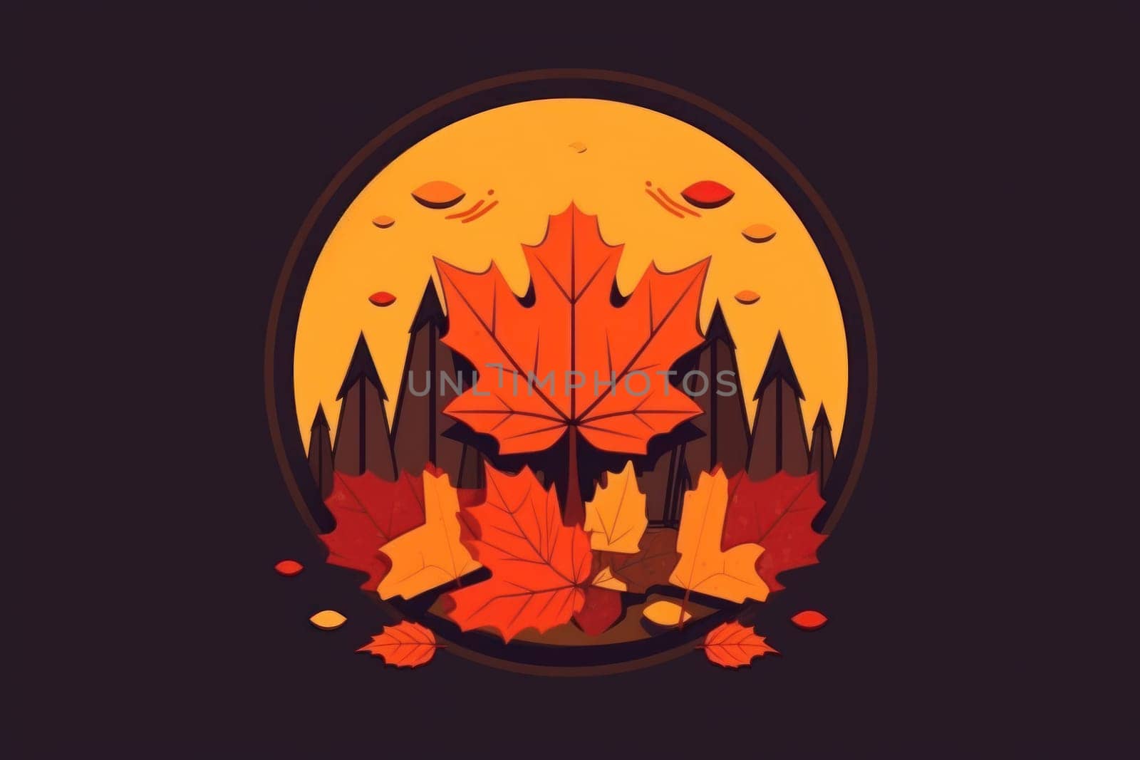 Simple flat Design of autumn Generative AI.