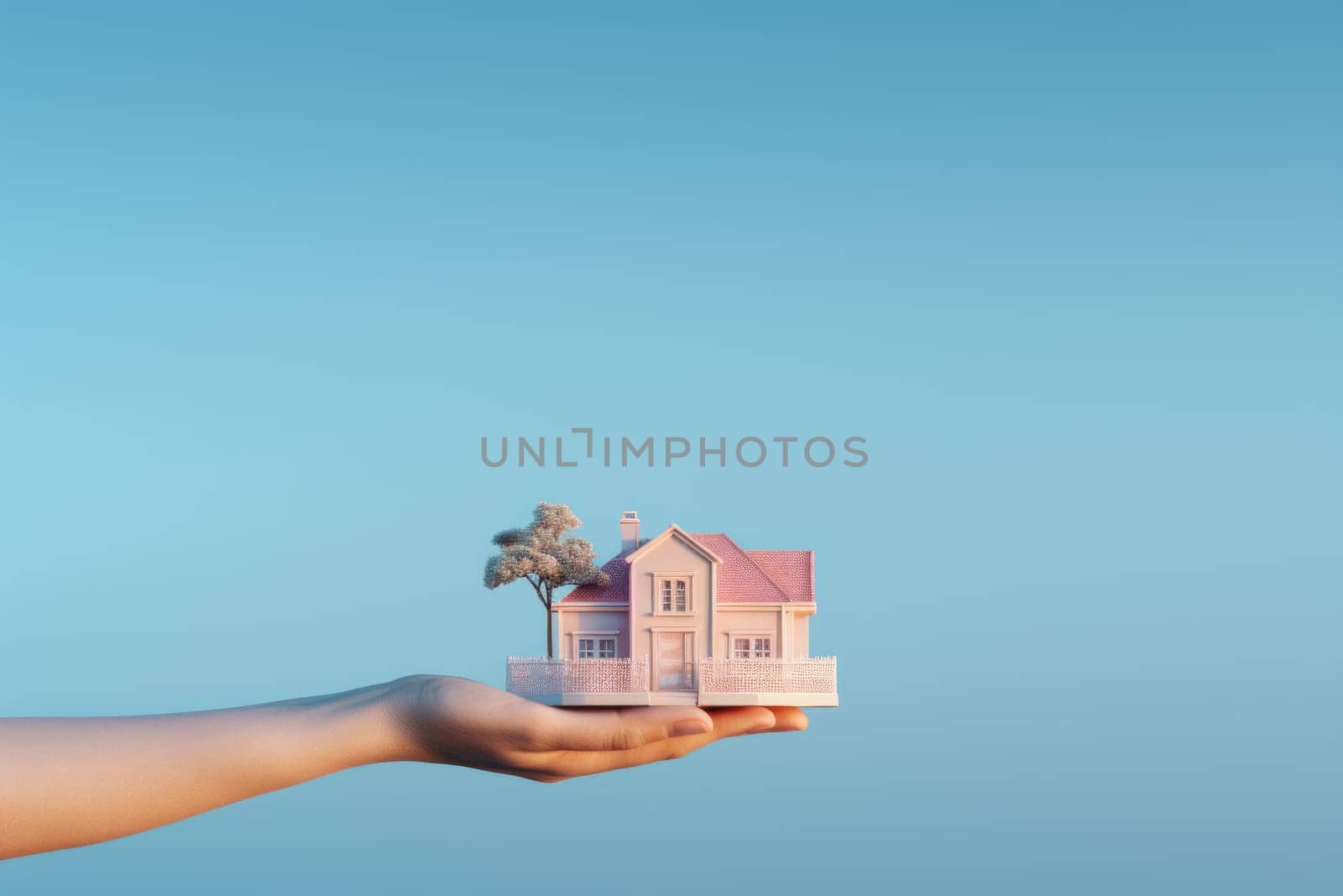 Model house piggy bank and coin Generative AI.