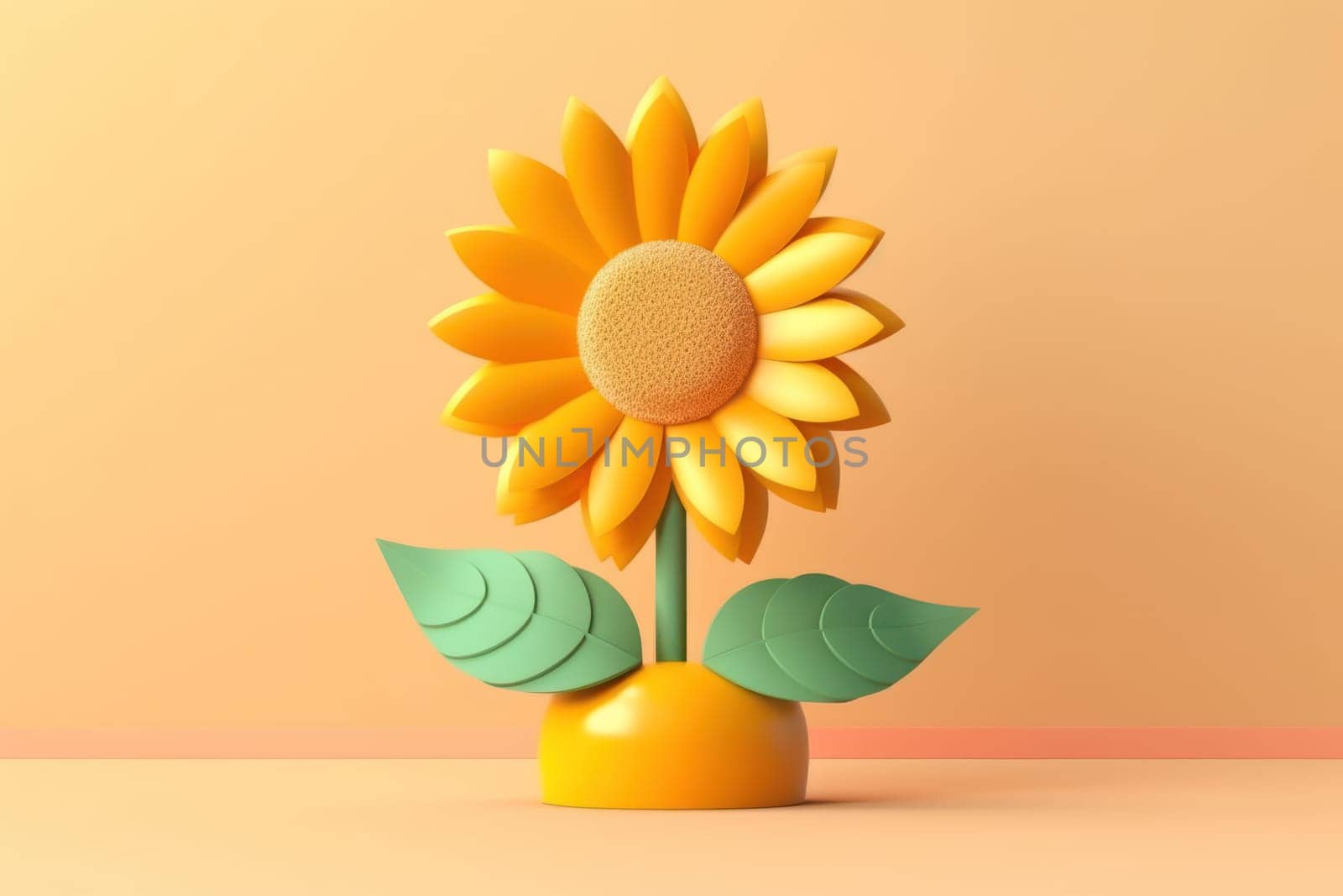 3D yellow sunflower with minimal pastel background Generative AI.