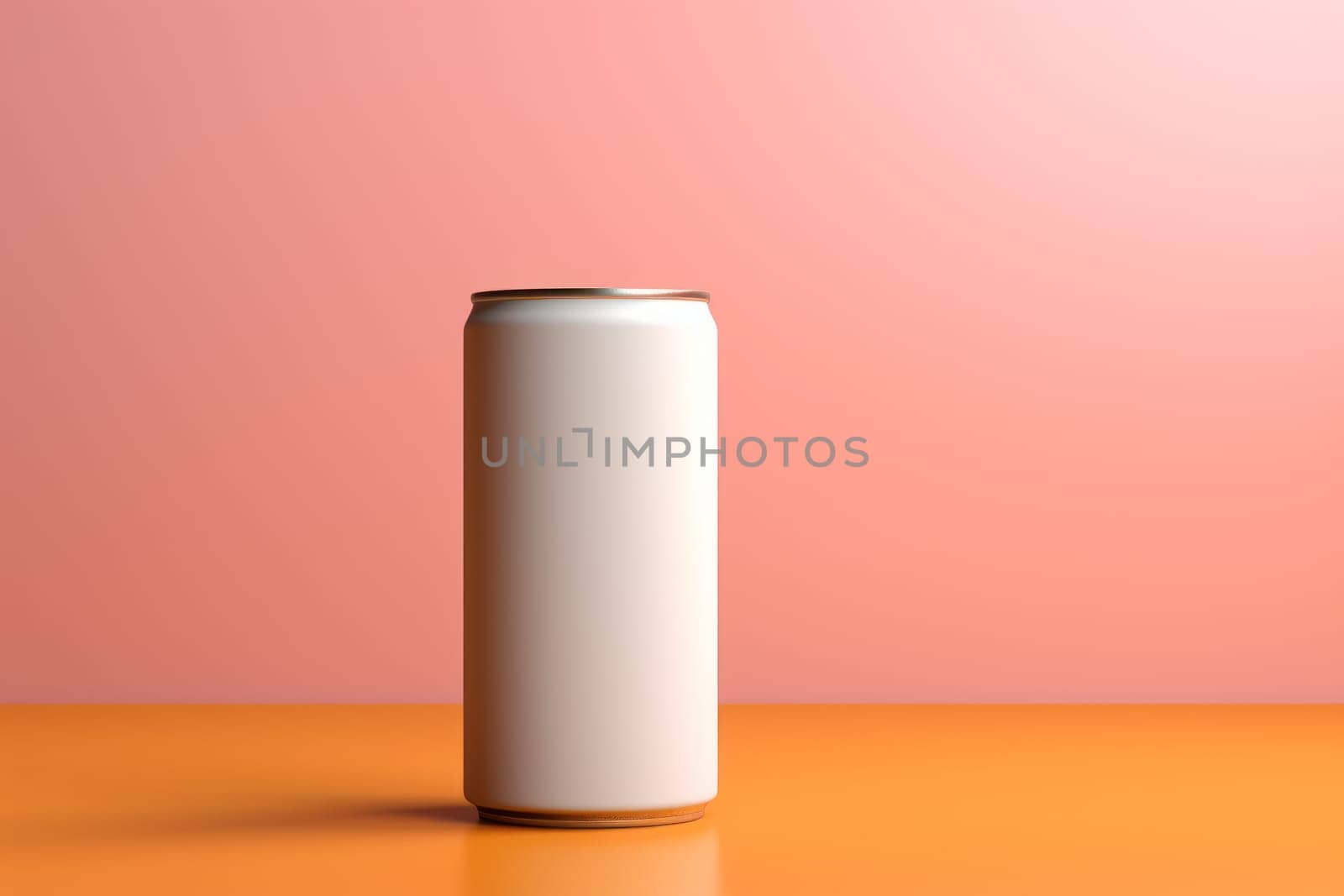 White Blank beer can Mockup with natural theme background Generative AI.