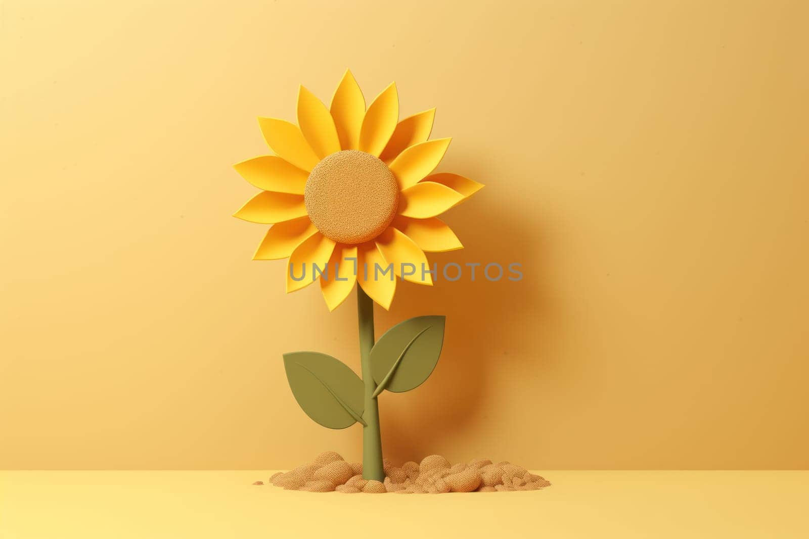 3D yellow sunflower with minimal pastel background Generative AI.