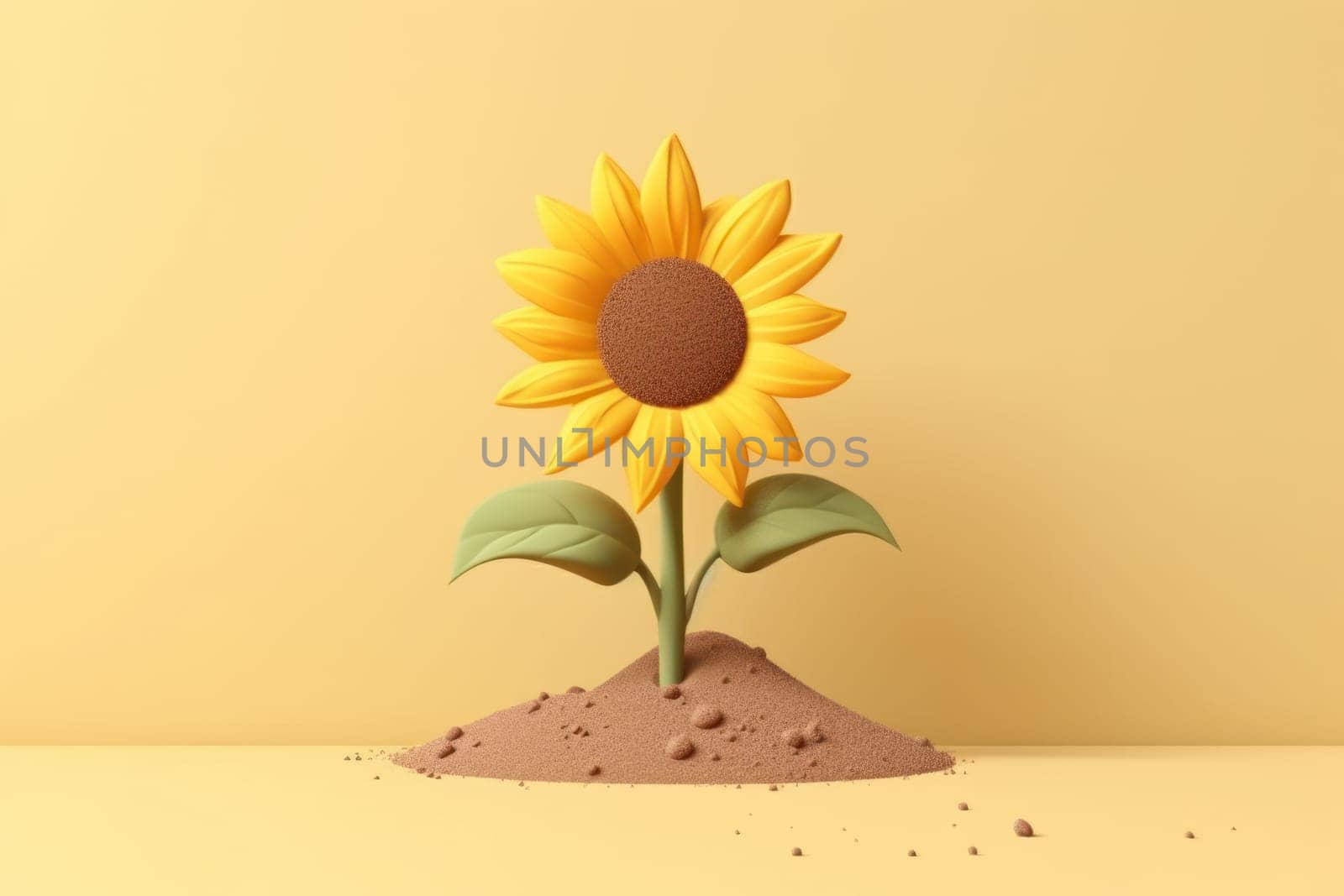 3D yellow sunflower with minimal pastel background Generative AI.