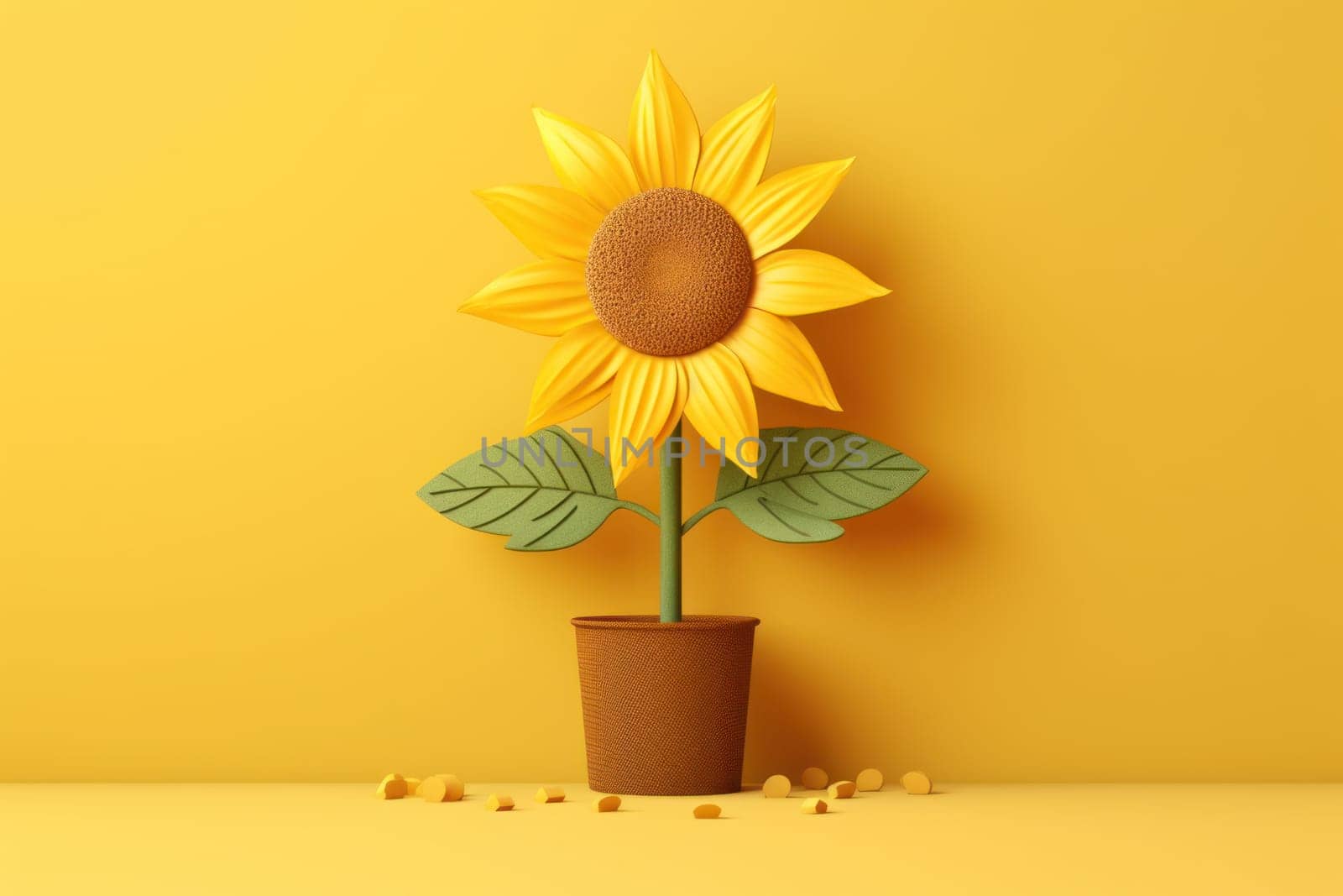 3D yellow sunflower with minimal pastel background Generative AI.