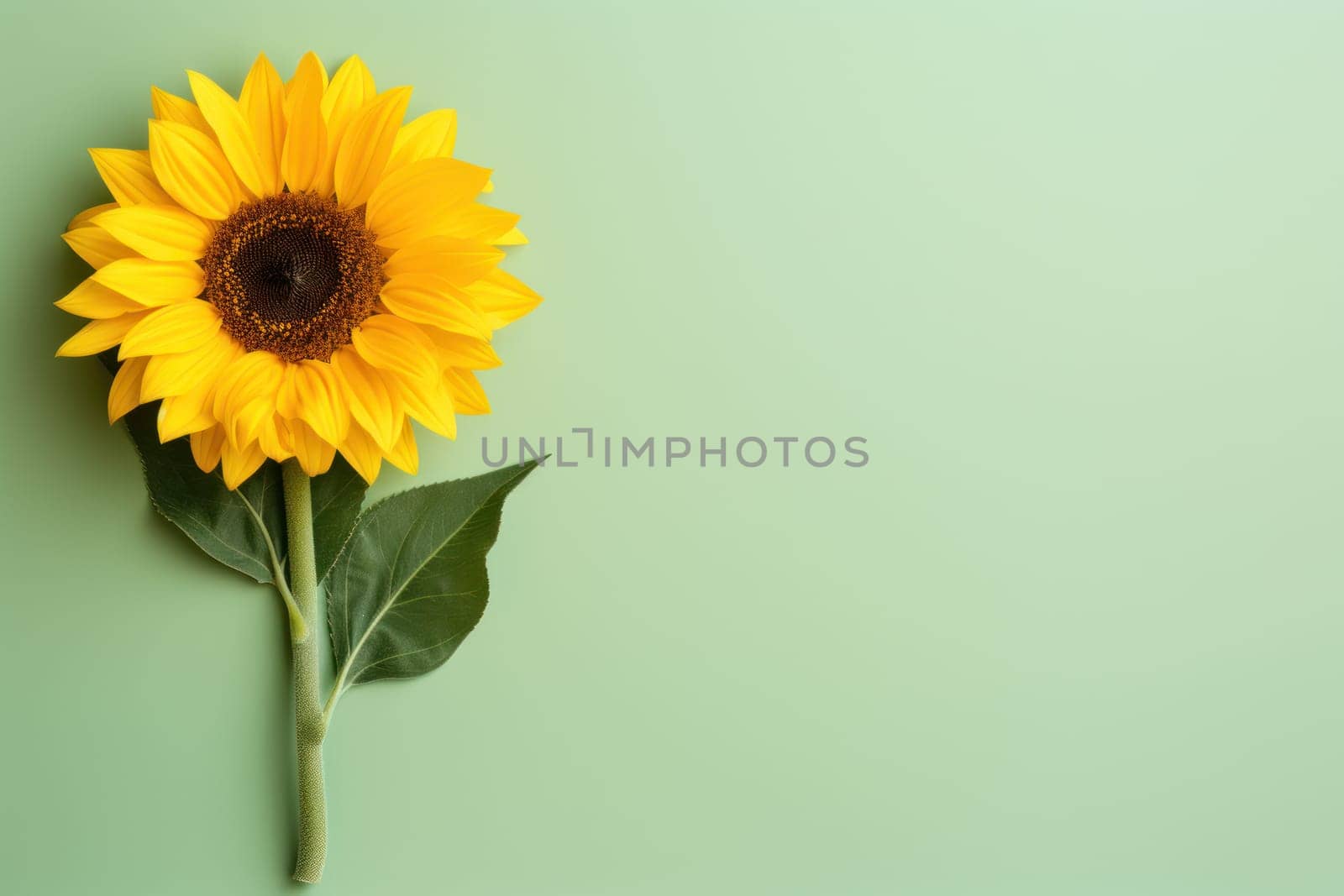 Beautiful sunflower on neutral colour background Generative AI.