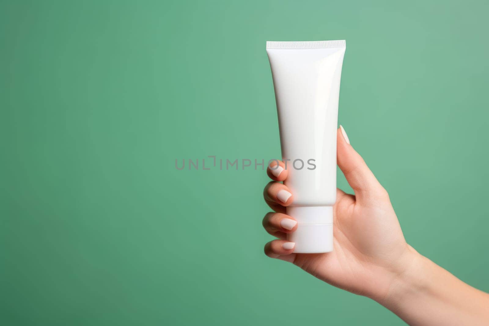White Blank cosmetic cream tube Mockup pastel background Generative AI.