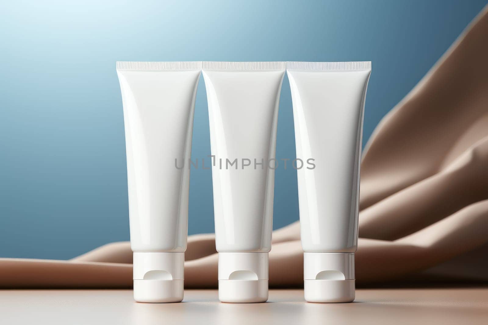 White Blank cosmetic cream tube Mockup pastel background Generative AI.