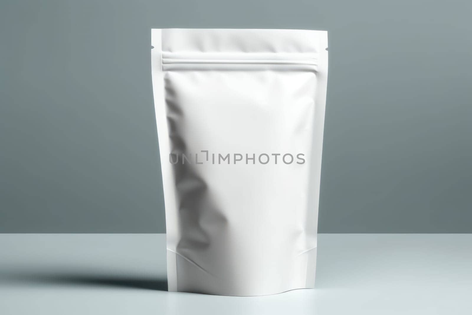 White Blank Coffee bag Pack Mockup Stand Up with pastel natural theme background Generative AI.