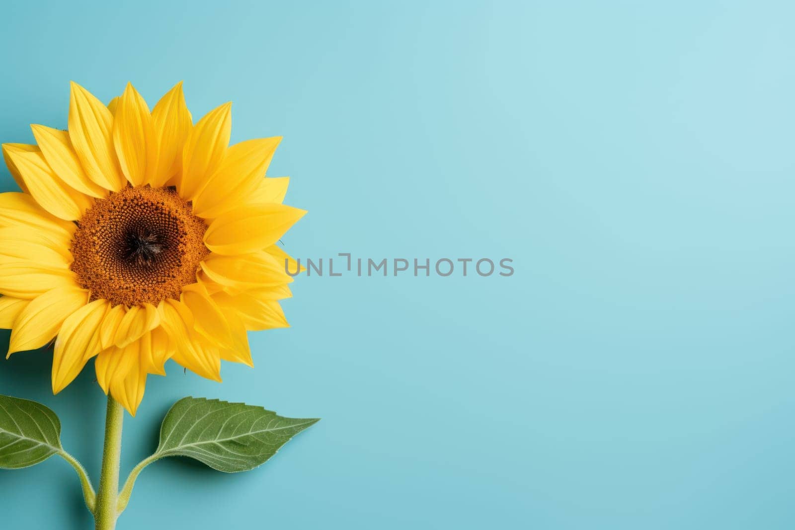 Beautiful sunflower on neutral colour background Generative AI.