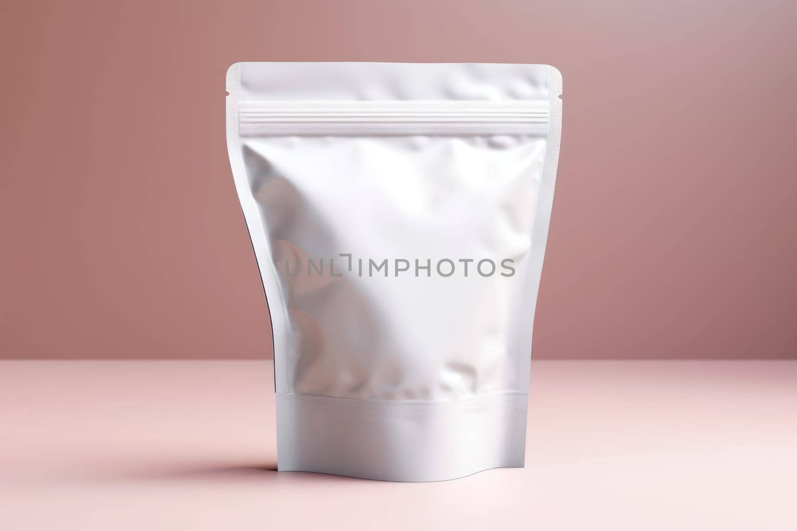 White Blank Coffee bag Pack Mockup Stand Up with pastel natural theme background Generative AI.