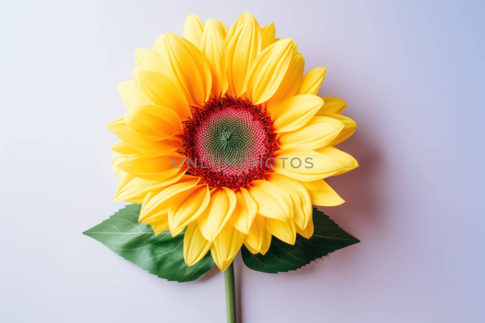 Beautiful sunflower on neutral colour background Generative AI.
