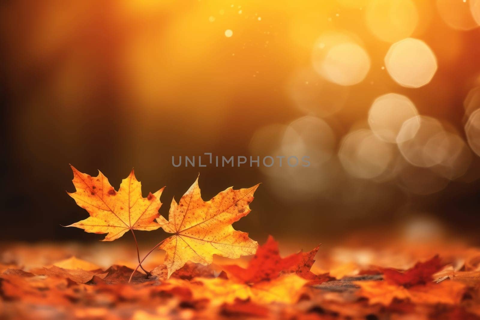 Beautiful autumn bokeh Generative AI.