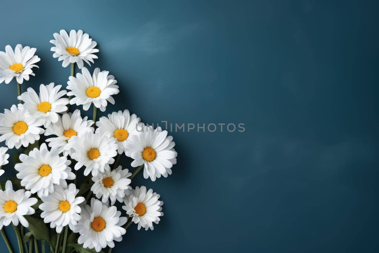 Beautiful chamomile daisy flower on neutral colour background Generative AI.