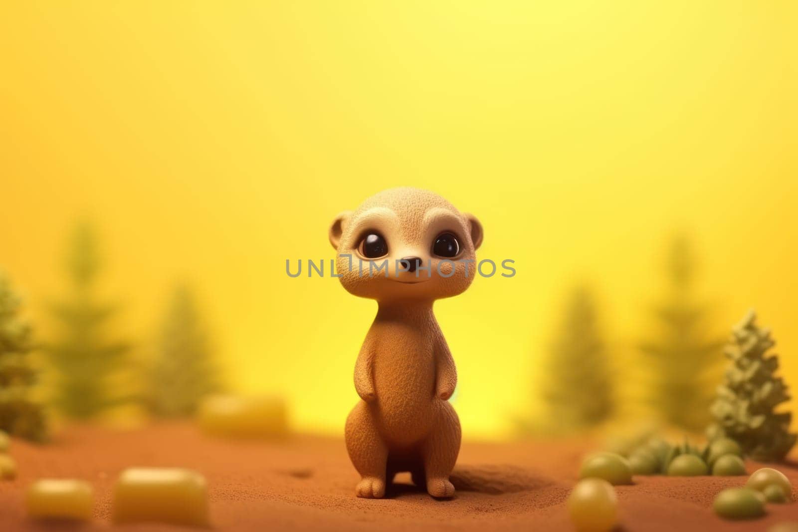 A meerkat walking in forest 3D Tiny cute isometric Generative AI by nijieimu