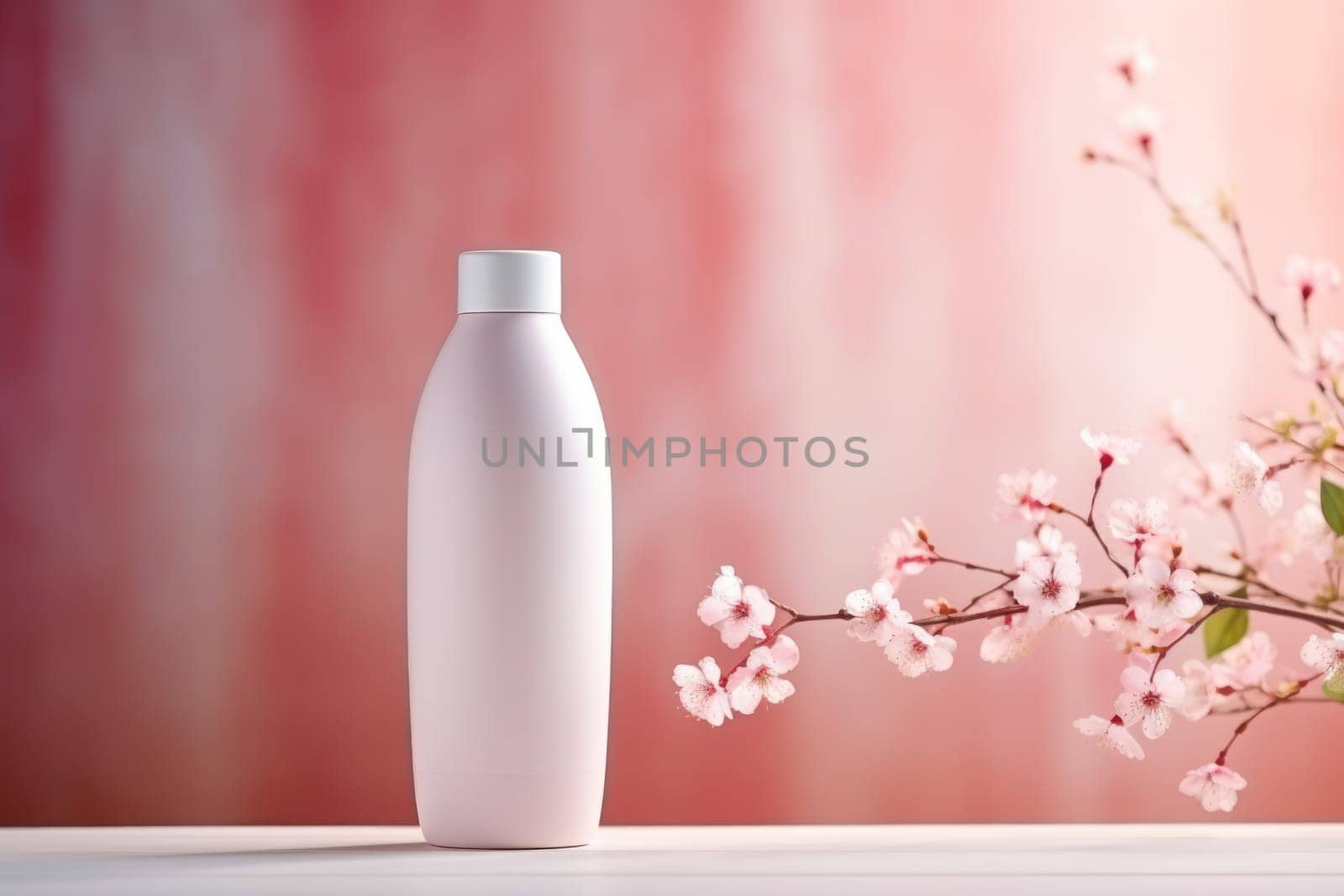 White Blank Bottle Mockup with natural theme background Generative AI.