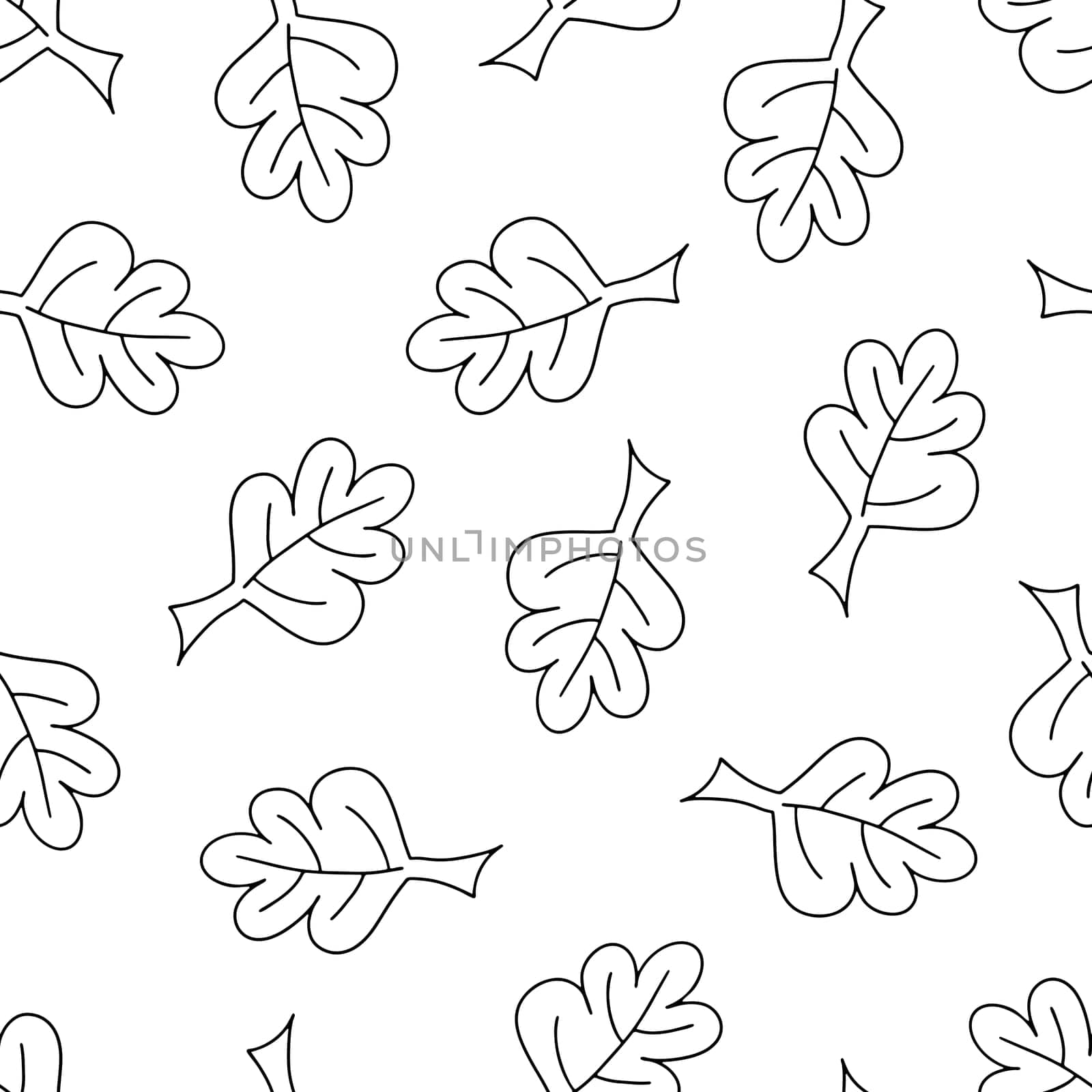 Seamless Pattern with Hand Drawn Black and White Leaves. by Rina_Dozornaya