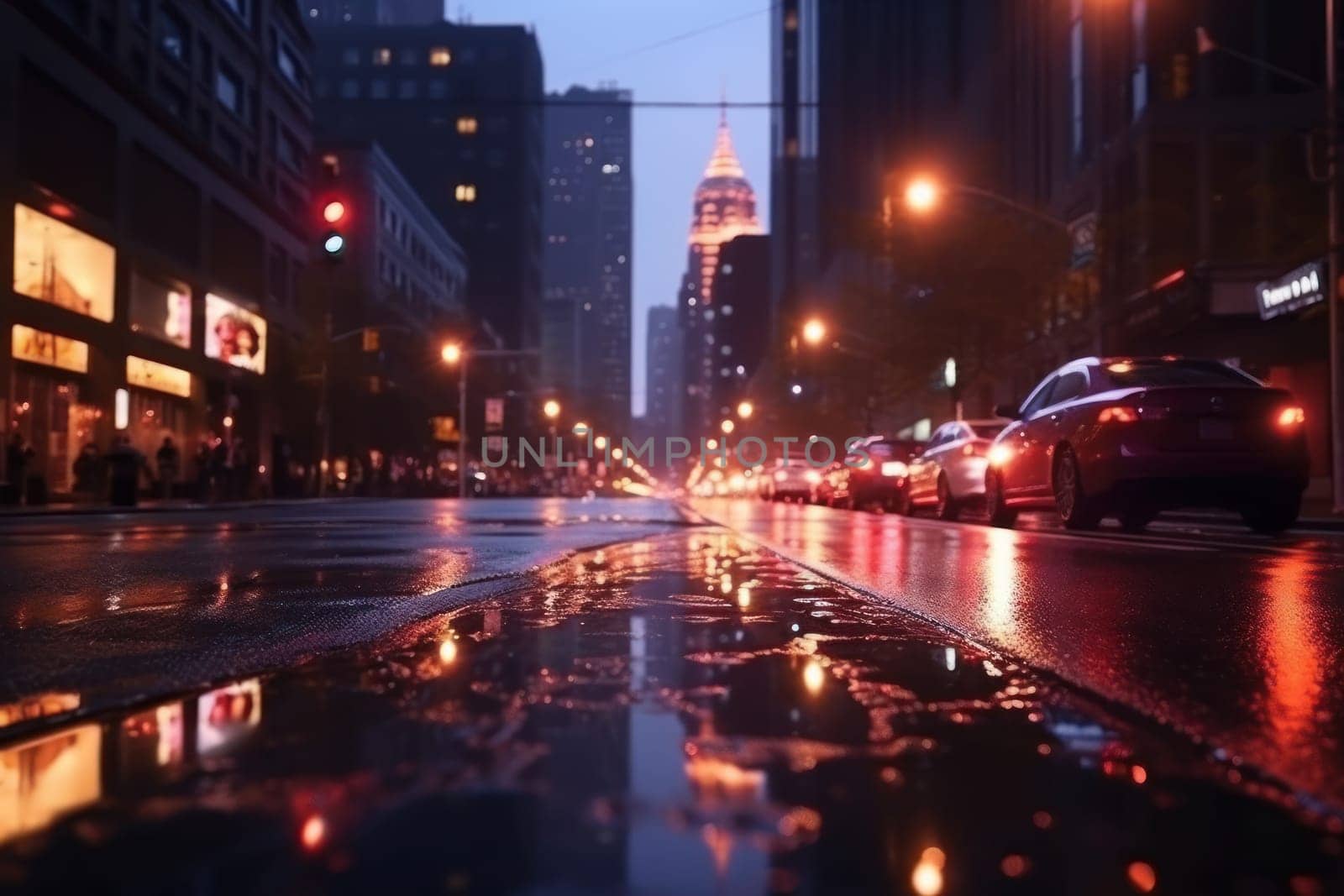 City street Radiance lights night city street landscape Generative AI.