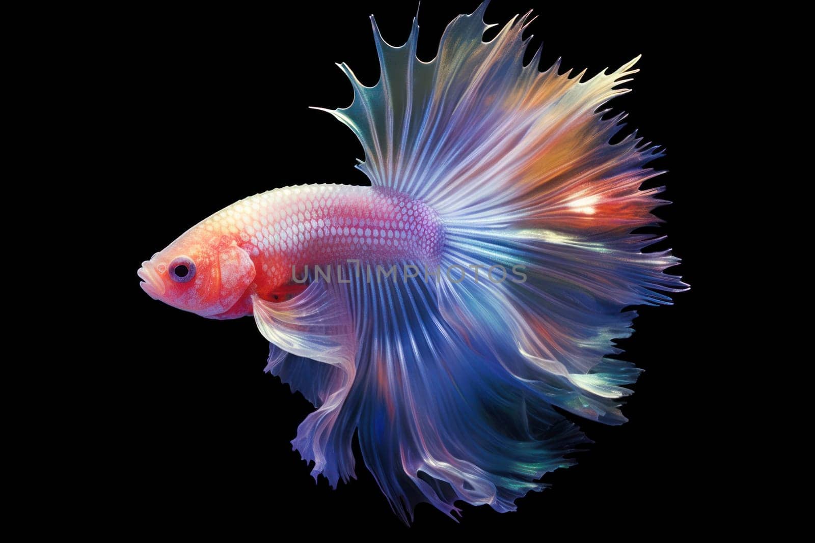 An iridescent Crystal betta fish Generative AI.
