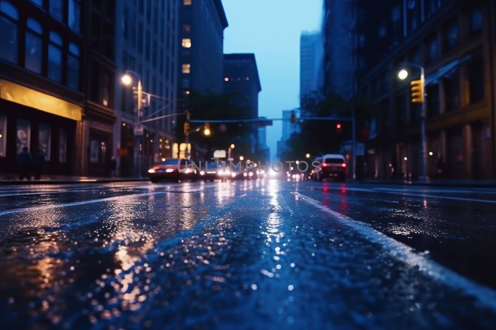 City street Radiance lights night city street landscape Generative AI.