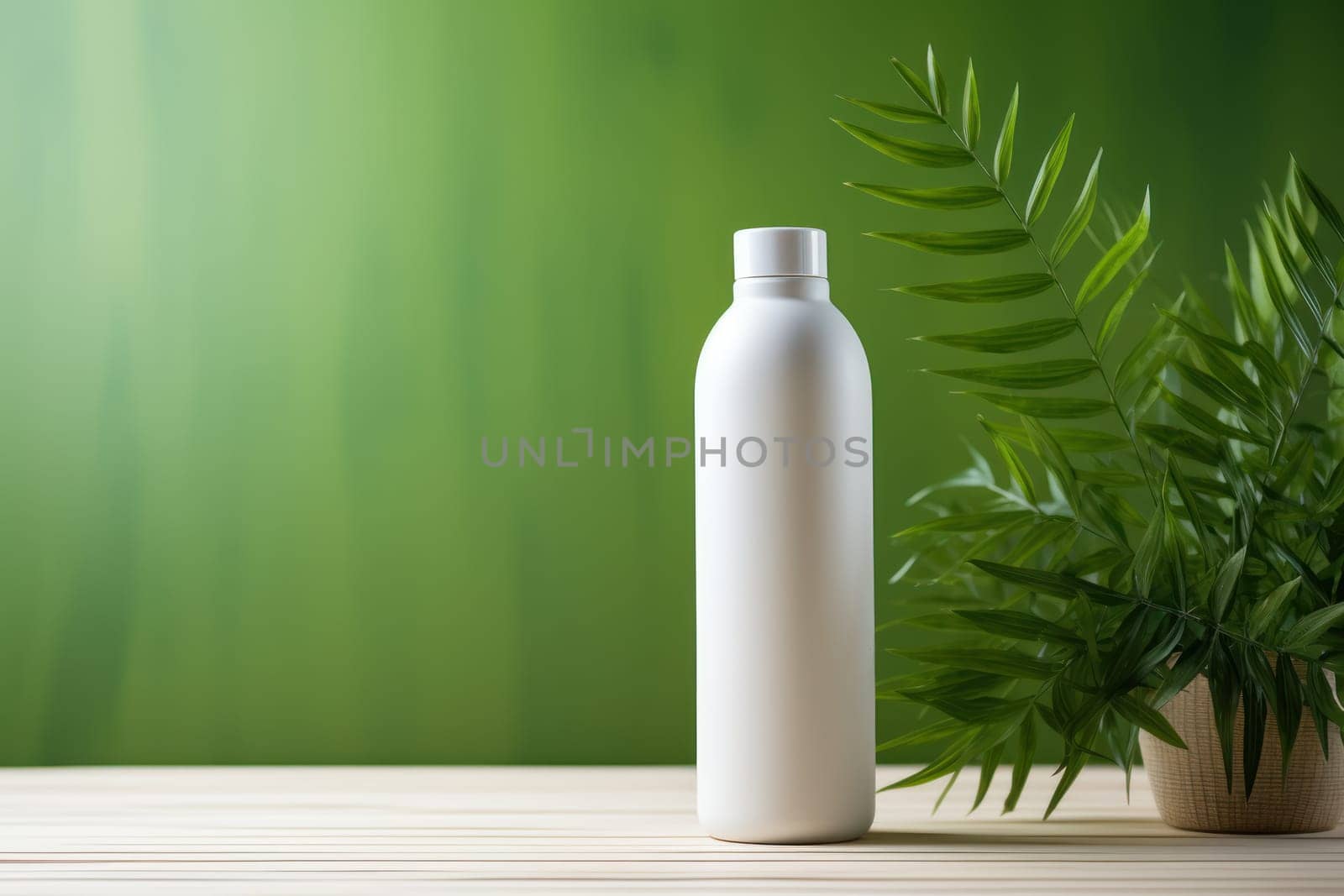White Blank Bottle Mockup with natural theme background Generative AI.