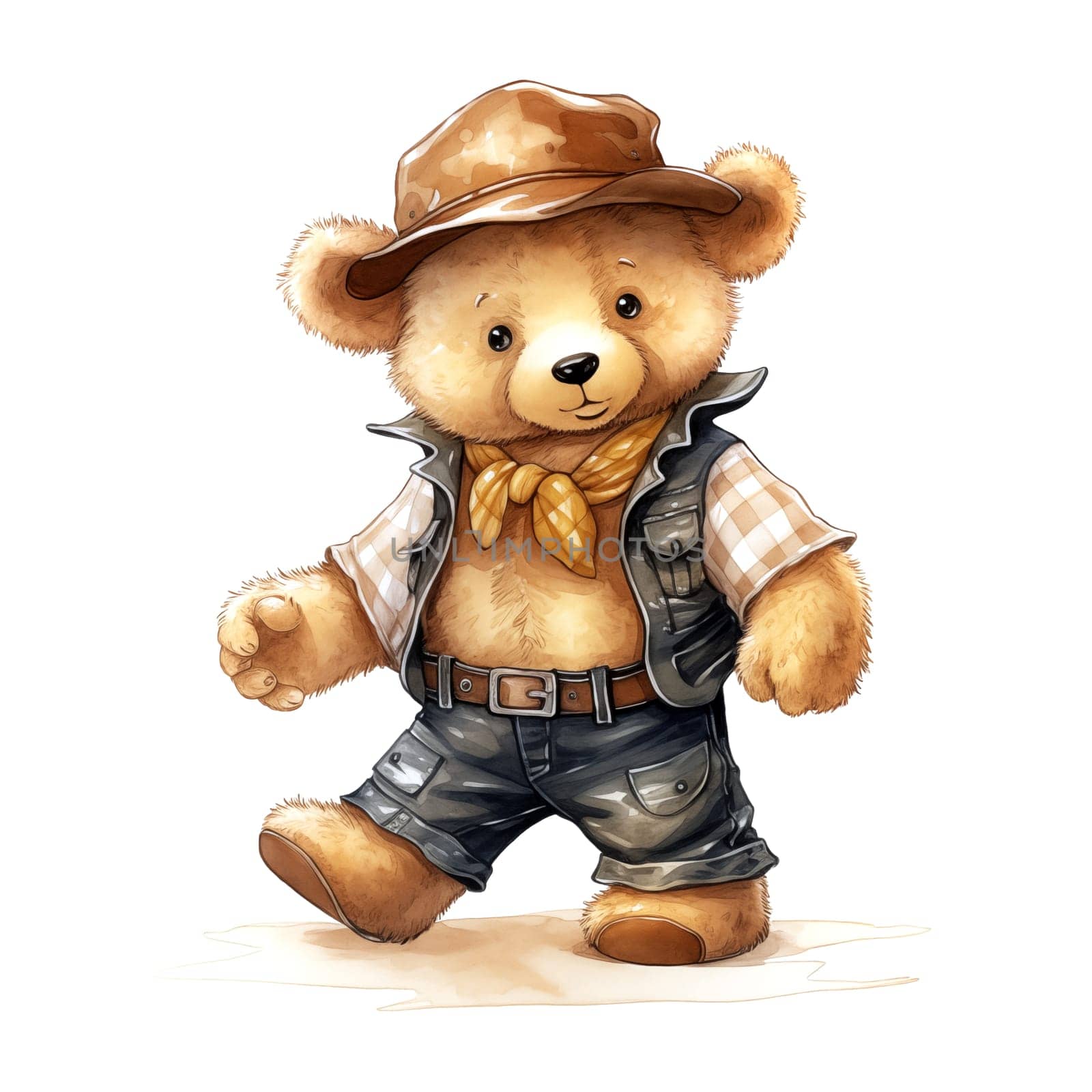 Teddy bear Cowboy. Watercolor.  by AndreyKENO