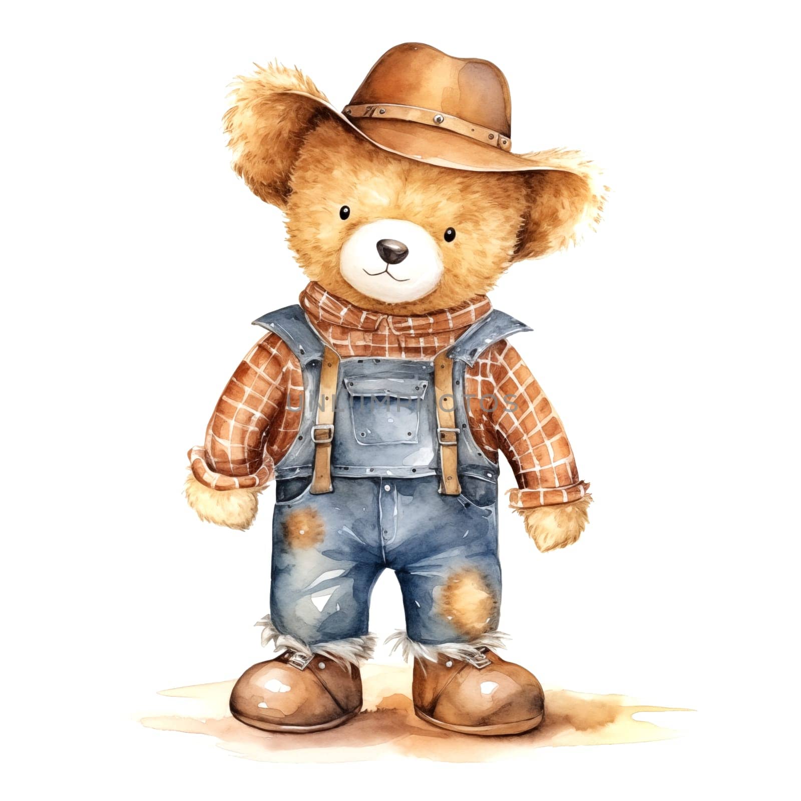 Teddy bear Cowboy. Watercolor.  by AndreyKENO