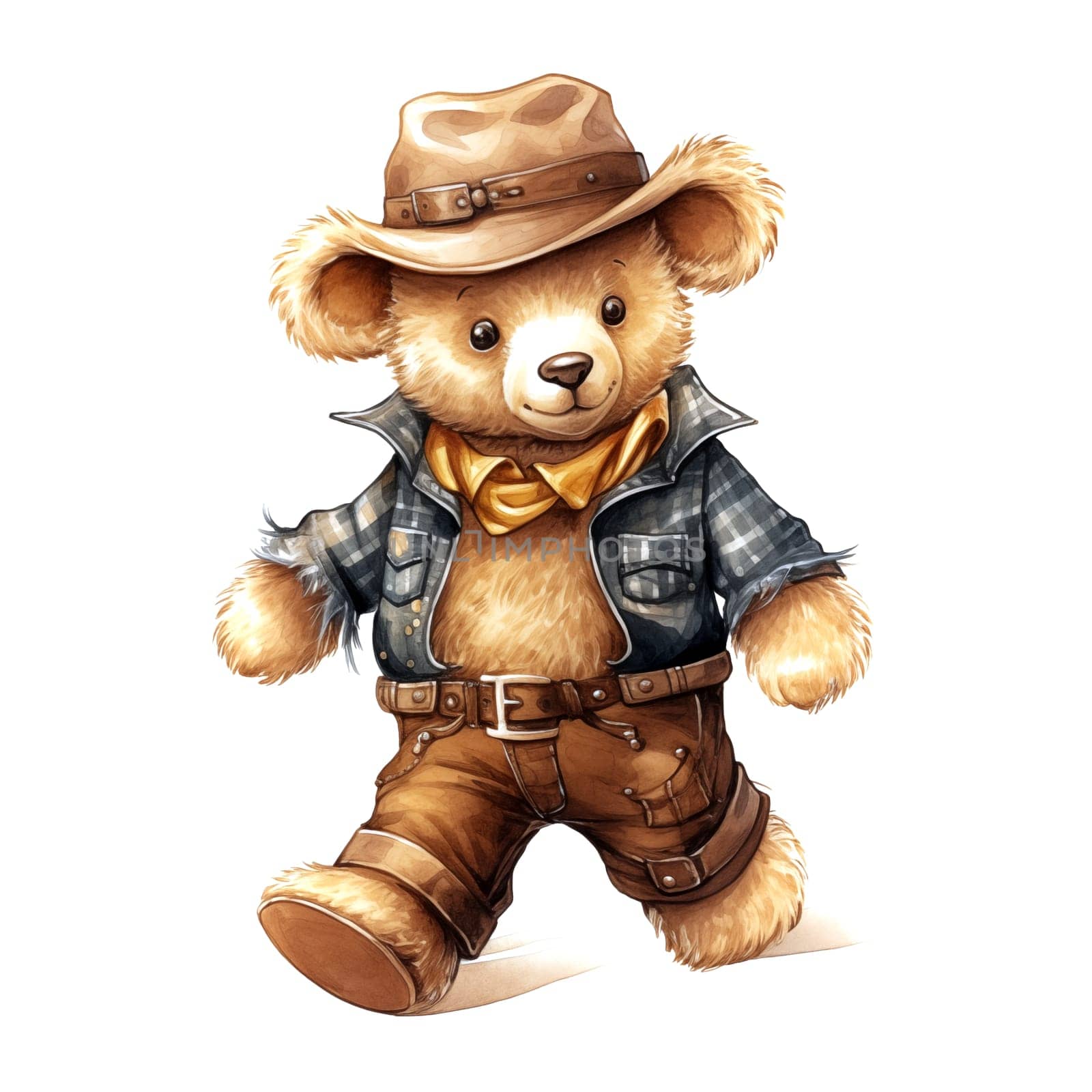 Teddy bear Cowboy. Watercolor.  by AndreyKENO